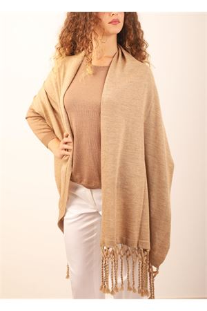 merino wool stole with fringe Art Tricot | STOLAPOMPOMBEIGE